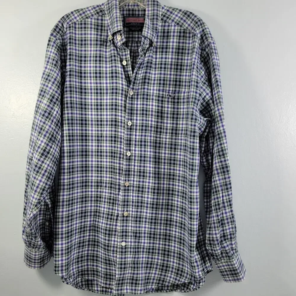 Vineyard Vine Men's Button Front Green Plaid Tucker Shirt Size M 62223-0292 - Picture 2 of 8